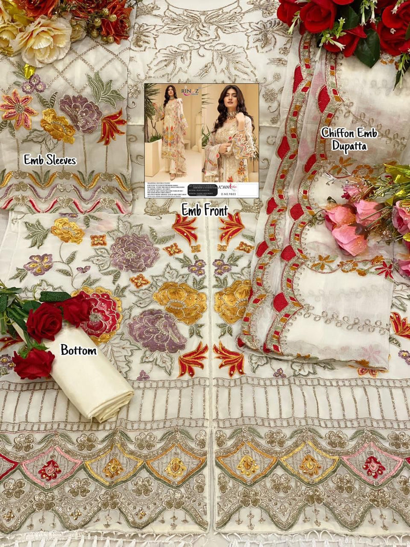 Shenyl Fab Adan Libas Vol 7 Fox Goegette Heavy Embroidery Work Pakistani Suit