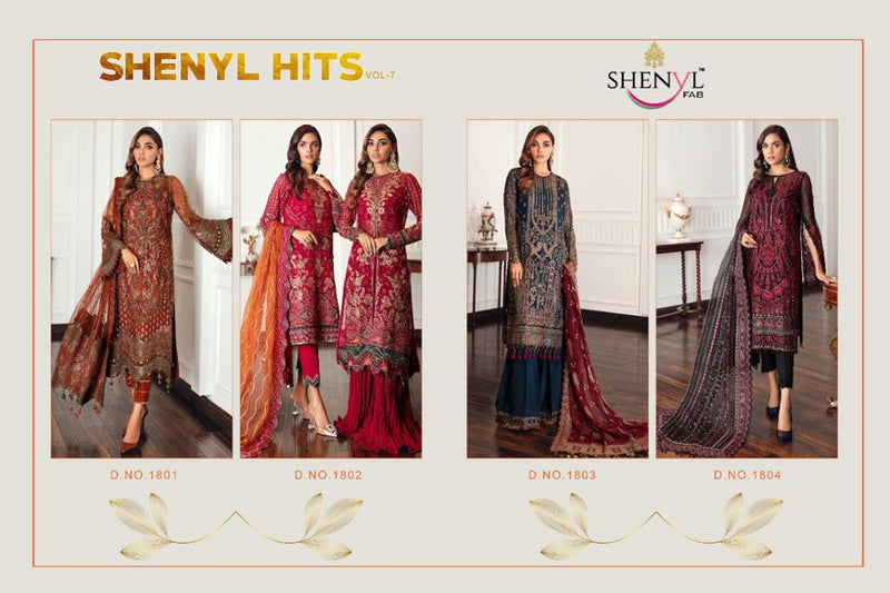 Shenyl Fab Launch Shenyl Hits Vol 7 Fox Georgette With Heavy Embroidery Work Wedding Wear Salwar Kameez