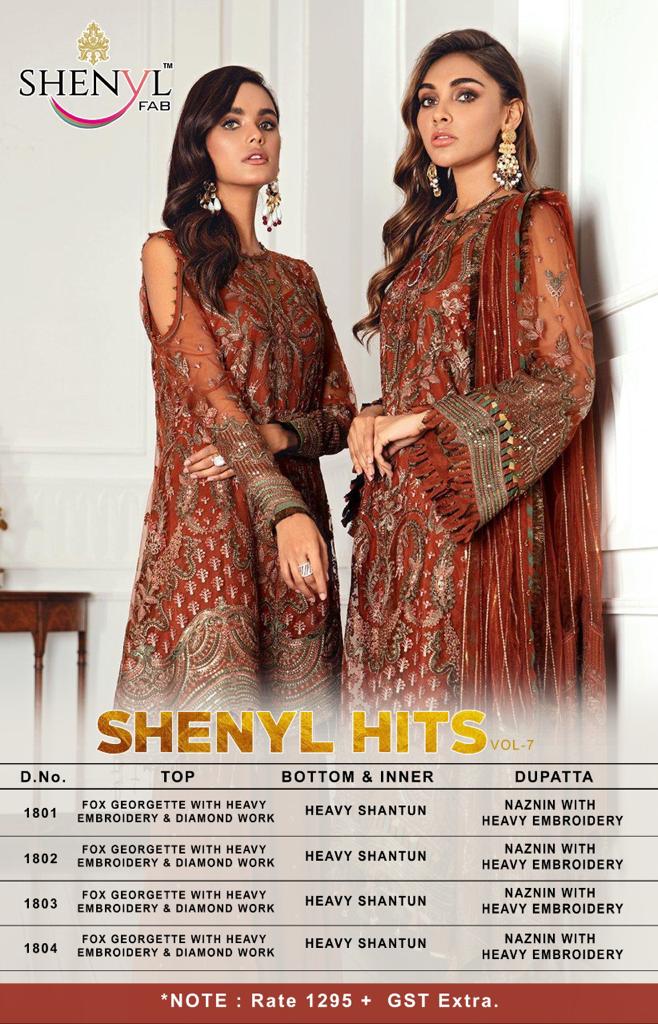 Shenyl Fab Launch Shenyl Hits Vol 7 Fox Georgette With Heavy Embroidery Work Wedding Wear Salwar Kameez