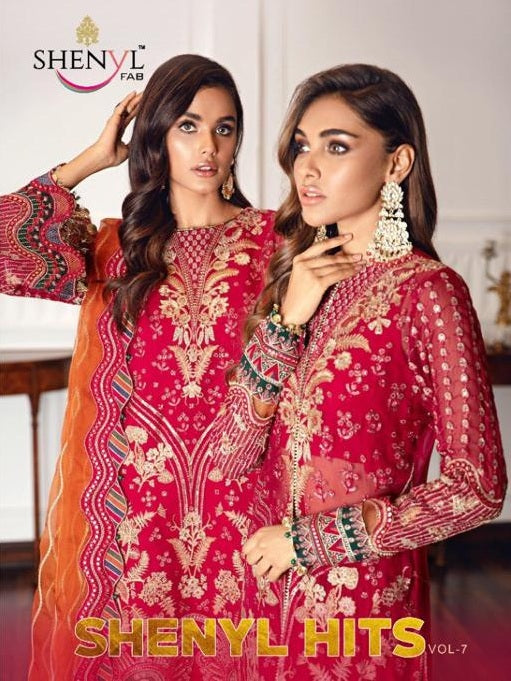 Shenyl Fab Launch Shenyl Hits Vol 7 Fox Georgette With Heavy Embroidery Work Wedding Wear Salwar Kameez