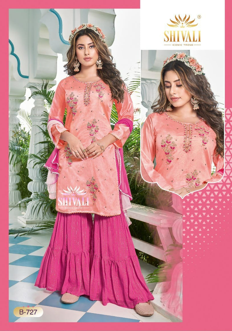 Shivali Fashion B 727 Fancy Designer Handwork Kurti With Sharara & Dupatta