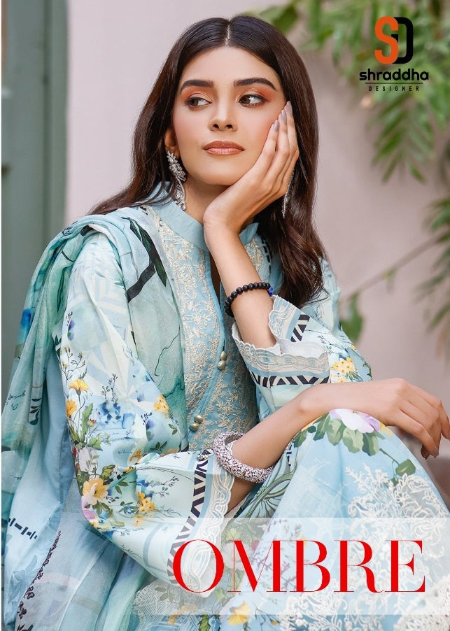 Shraddha Designer Ombre Lawn Cotton Printed Heavy Embroidery Work Salwar Suit