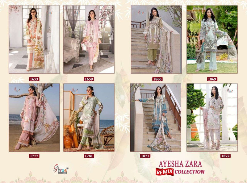 Shree Fab Ayesha Zara Remix Pure Cotton Embroidery Work Pakistani Suit
