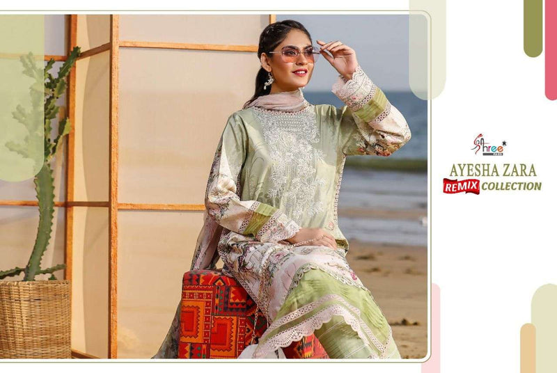 Shree Fab Ayesha Zara Remix Pure Cotton Embroidery Work Pakistani Suit