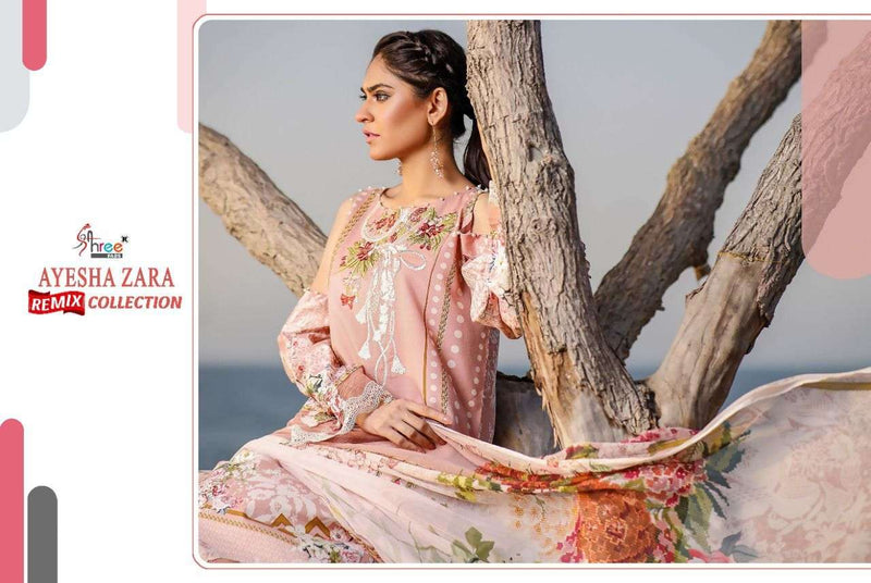 Shree Fab Ayesha Zara Remix Pure Cotton Embroidery Work Pakistani Suit