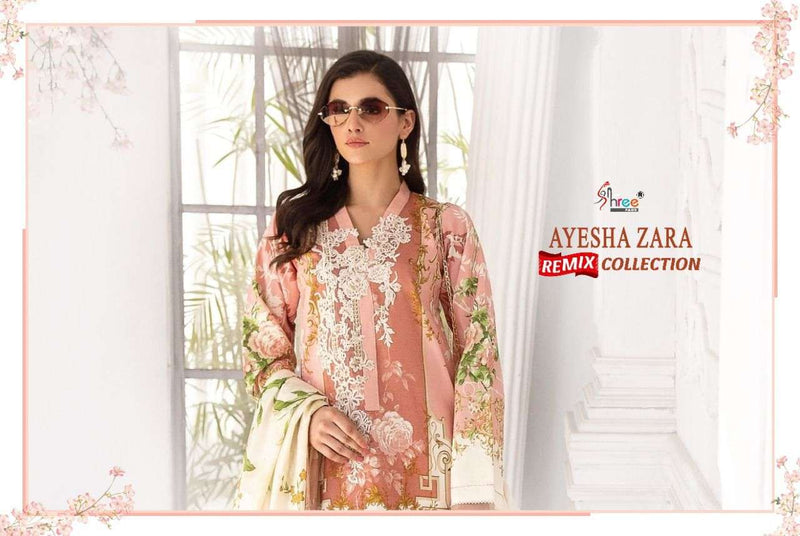 Shree Fab Ayesha Zara Remix Pure Cotton Embroidery Work Pakistani Suit