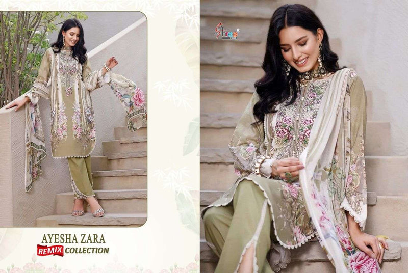 Shree Fab Ayesha Zara Remix Pure Cotton Embroidery Work Pakistani Suit