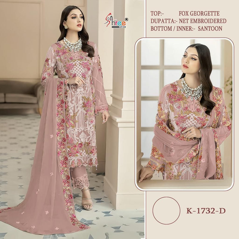 Shree Fab K 1732 Fox Georgette Heavy Embroidered Designer Wear Salwar Kameez