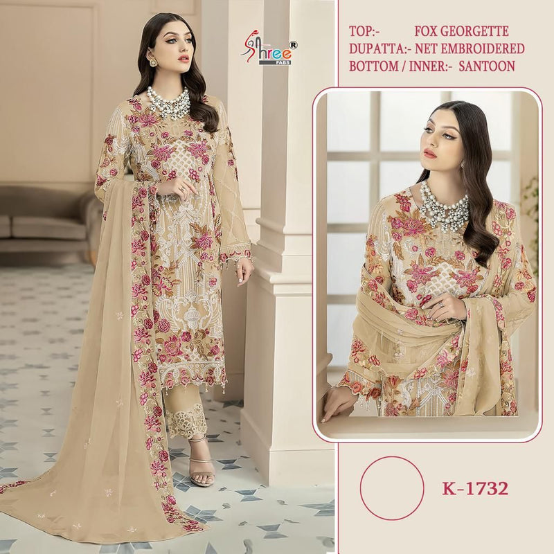 Shree Fab K 1732 Fox Georgette Heavy Embroidered Designer Wear Salwar Kameez