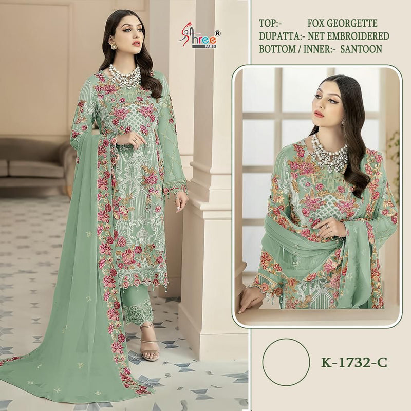 Shree Fab K 1732 Fox Georgette Heavy Embroidered Designer Wear Salwar Kameez