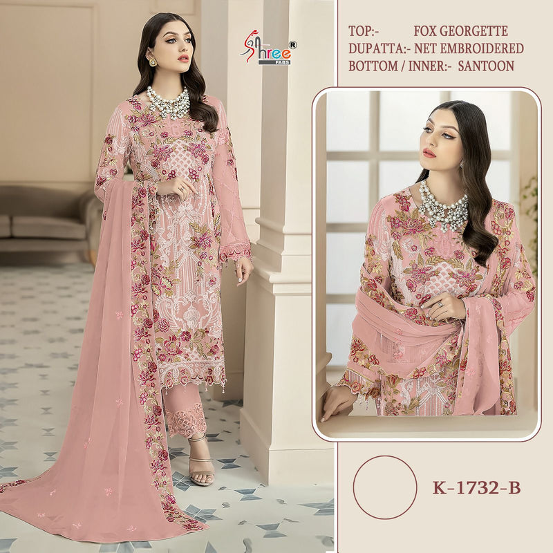 Shree Fab K 1732 Fox Georgette Heavy Embroidered Designer Wear Salwar Kameez