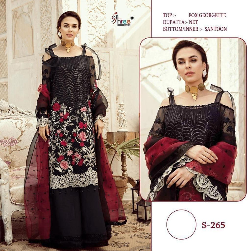 Shree Fab Launch S 265 Georgette With Heavy Embroidery Work Fancy Wedding Wear Salwar Kameez