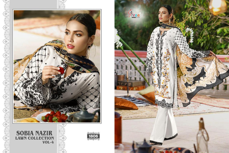 Shree Fab Launch Sobia Nazir Lawn Collection Vol 4 Lawn Cotton Self Embroidery Work Designer Salwar Kameez