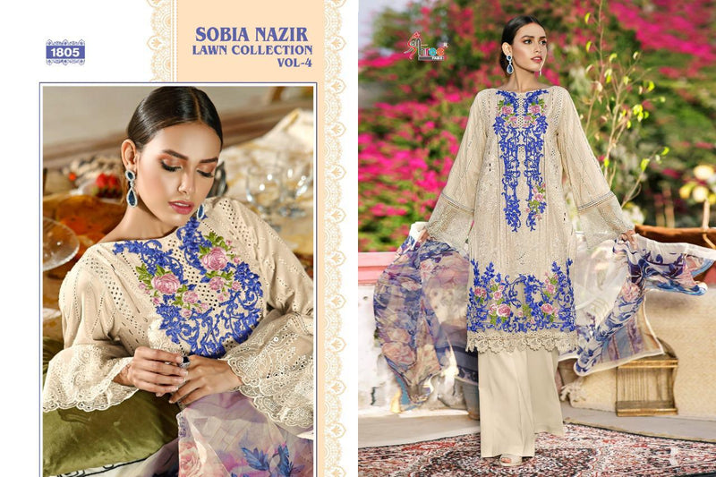 Shree Fab Launch Sobia Nazir Lawn Collection Vol 4 Lawn Cotton Self Embroidery Work Designer Salwar Kameez
