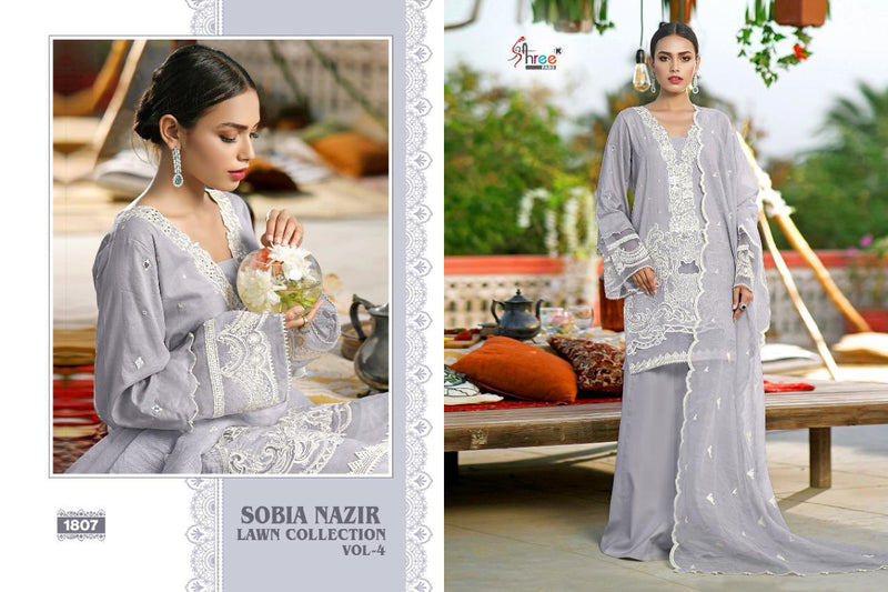 Shree Fab Launch Sobia Nazir Lawn Collection Vol 4 Lawn Cotton Self Embroidery Work Designer Salwar Kameez