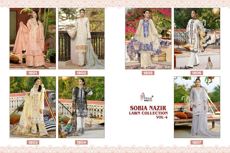 Shree Fab Launch Sobia Nazir Lawn Collection Vol 4 Lawn Cotton Self Embroidery Work Designer Salwar Kameez