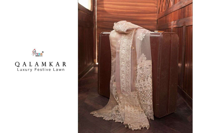 Shree Fab Qalamkar Luxury Festive Pure Lawn Exclusive Embroidery Work Pakistani Suit