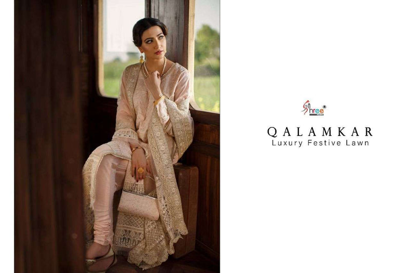 Shree Fab Qalamkar Luxury Festive Pure Lawn Exclusive Embroidery Work Pakistani Suit