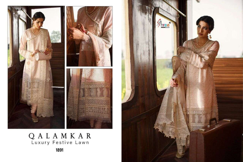 Shree Fab Qalamkar Luxury Festive Pure Lawn Exclusive Embroidery Work Pakistani Suit