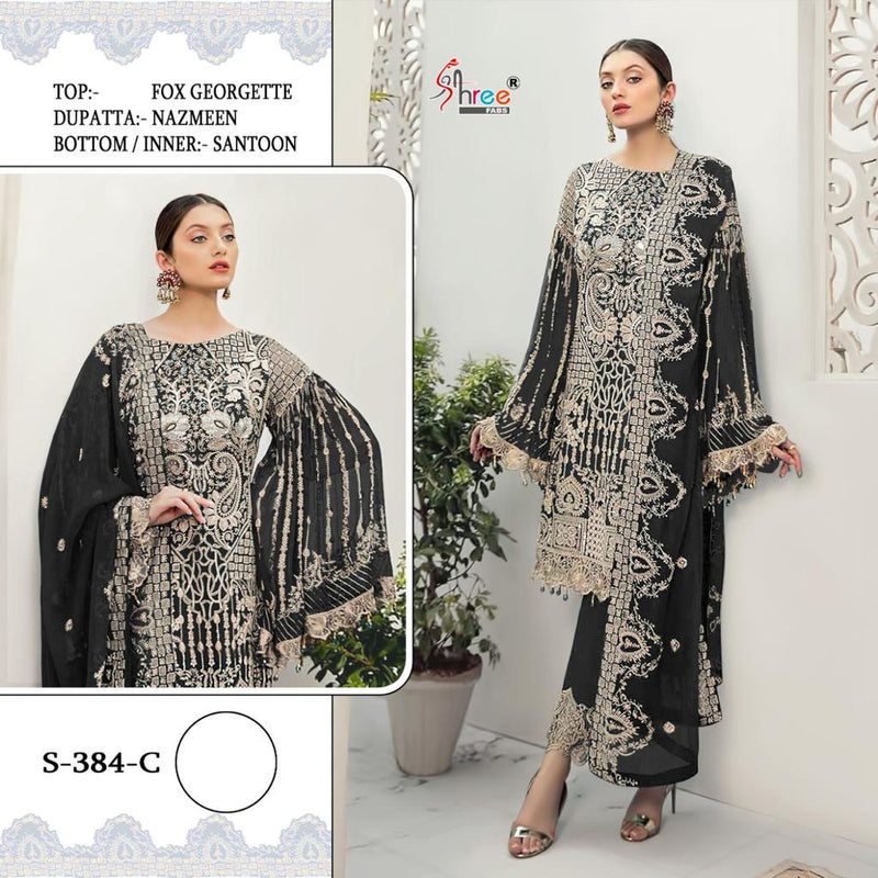 Shree Fab S 384 C Fox Georgette Heavy Embroidery Work Pakistani Suit