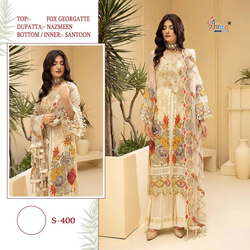 Shree Fab S 400 Fox Georgette Heavy Embroidered Work Pakistani Suit