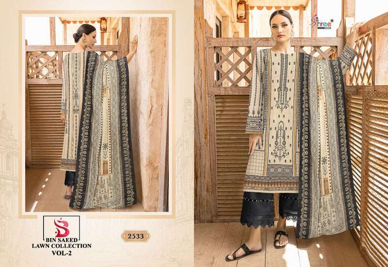 Shree Fabs Bin Saeed Lawn Collection Vol 2 Pure Lawn Exclusive Self Embroidered Salwar Suit