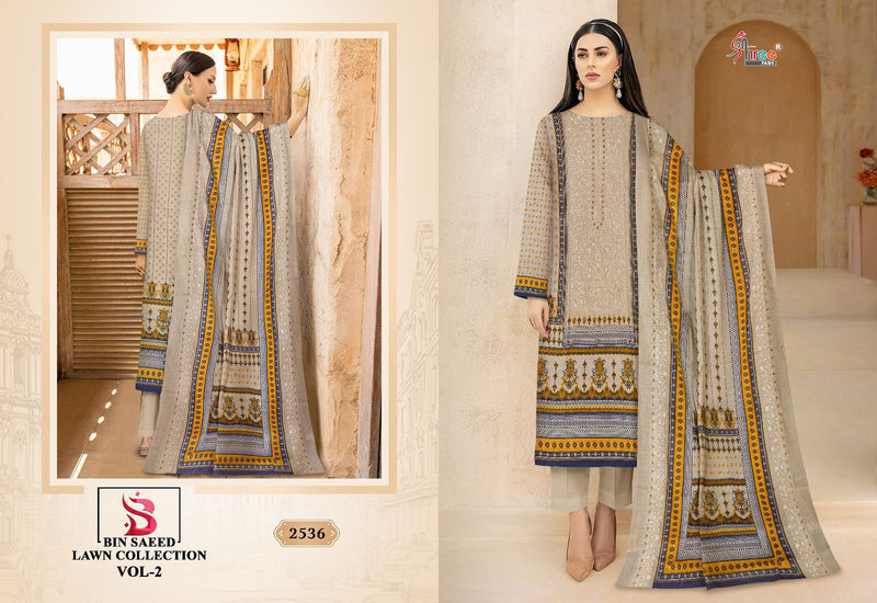 Shree Fabs Bin Saeed Lawn Collection Vol 2 Pure Lawn Exclusive Self Embroidered Salwar Suit