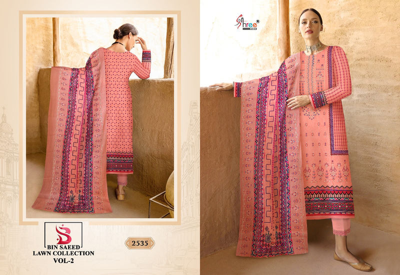 Shree Fabs Bin Saeed Lawn Collection Vol 2 Pure Lawn Exclusive Self Embroidered Salwar Suit