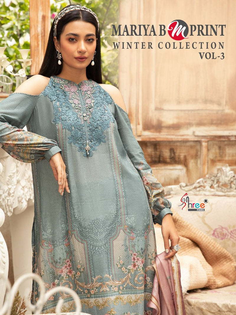 Shree Fabs Mariya B M Print Winter Collection Vol 3 Pure Pashmina With Embroidery Work Salwar Kameez