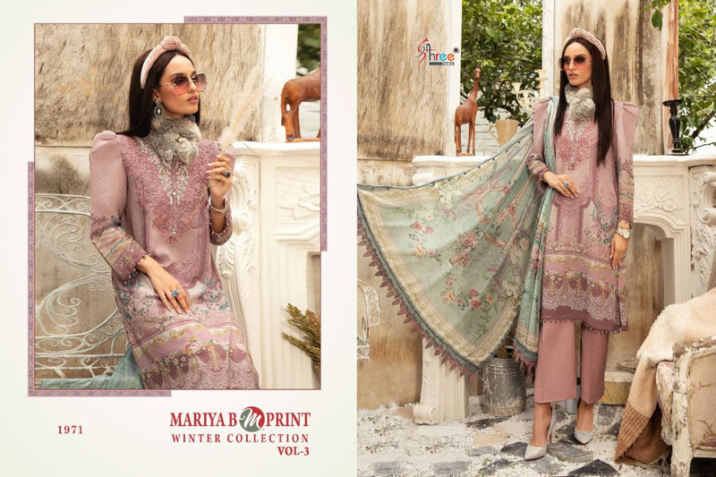 Shree Fabs Mariya B M Print Winter Collection Vol 3 Pure Pashmina With Embroidery Work Salwar Kameez