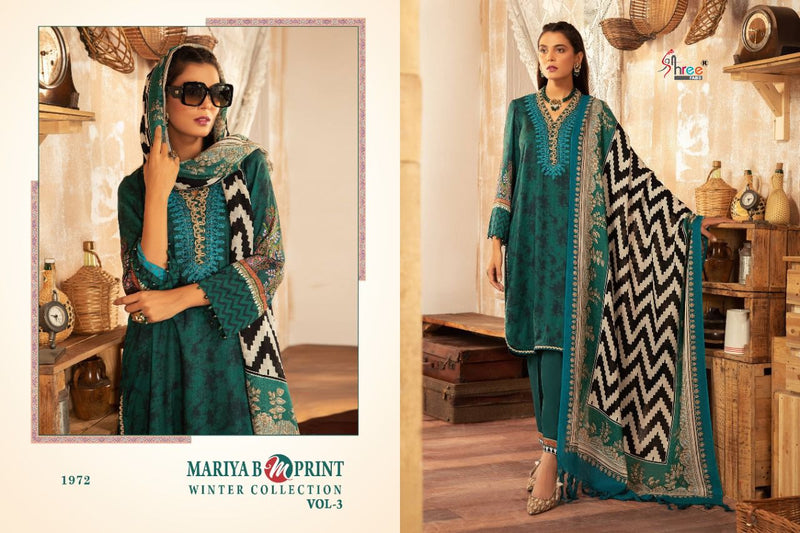 Shree Fabs Mariya B M Print Winter Collection Vol 3 Pure Pashmina With Embroidery Work Salwar Kameez