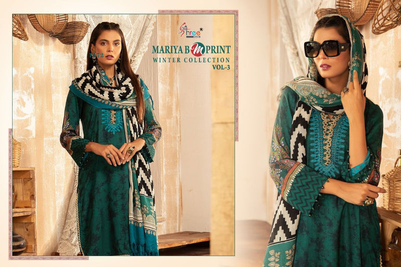 Shree Fabs Mariya B M Print Winter Collection Vol 3 Pure Pashmina With Embroidery Work Salwar Kameez