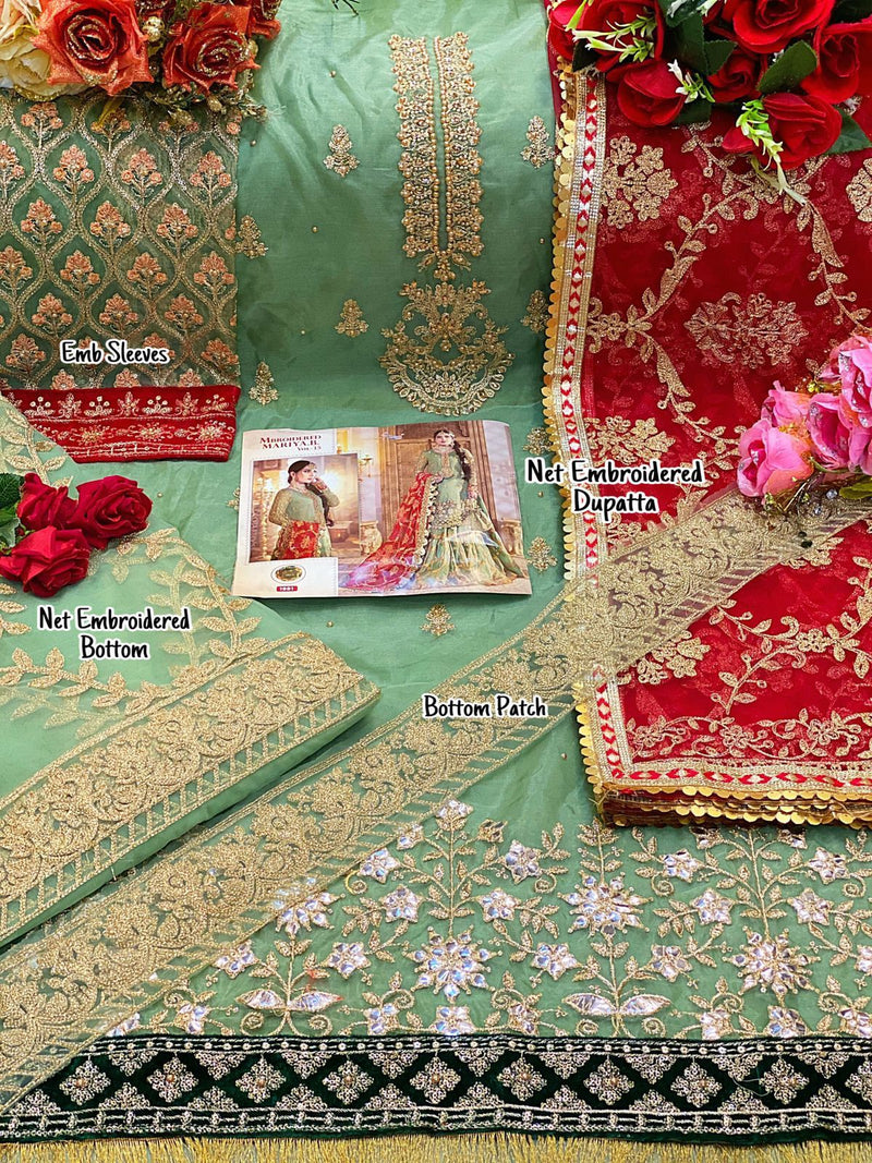 Shree Fabs Mbroidered Maria B 1981 Organza With Heavy Embroidered Work Salwar Suit