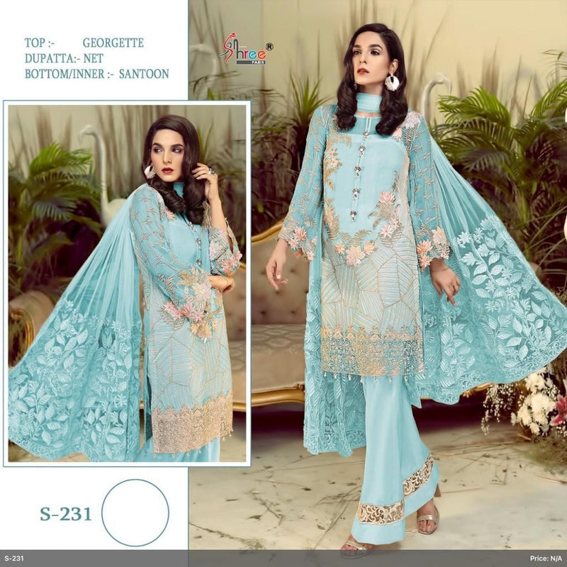 Shree Fabs S 231 Georgette Embroidered Stylish Partywear Pakistani Suit