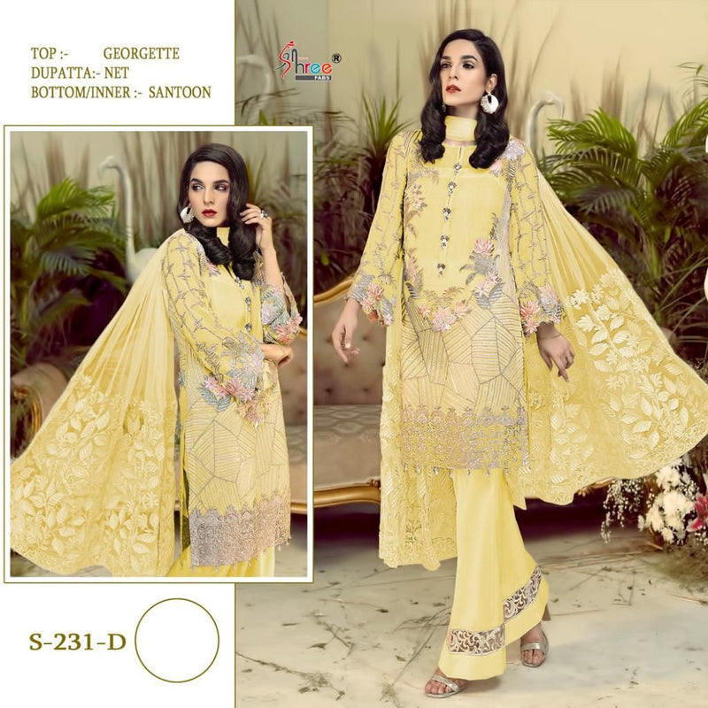 Shree Fabs S 231 Georgette Embroidered Stylish Partywear Pakistani Suit