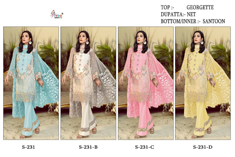 Shree Fabs S 231 Georgette Embroidered Stylish Partywear Pakistani Suit