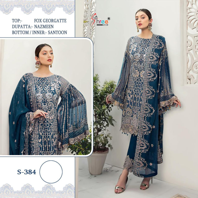 Shree Fabs S 384 Fox Georgette Heavy Embroidery Work Salwar Kameez