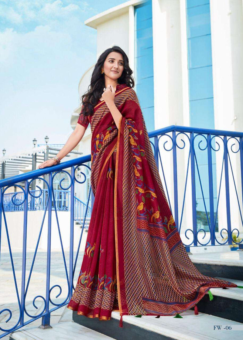 Shreyans Fashion Fedar Wing Linen Fancy Designer Saree