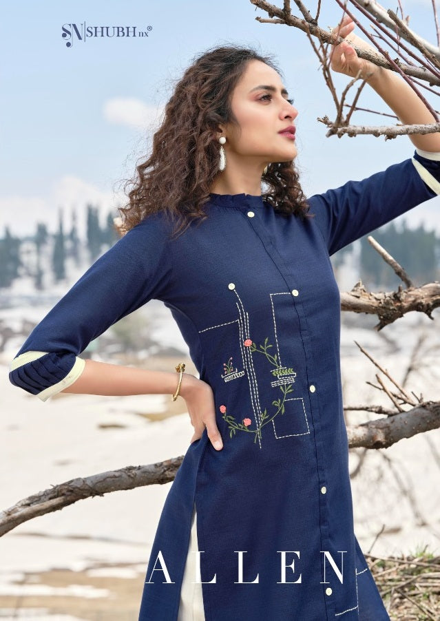 Shubh Nx Allen Cotton Magic Slub With Embroidery Work
