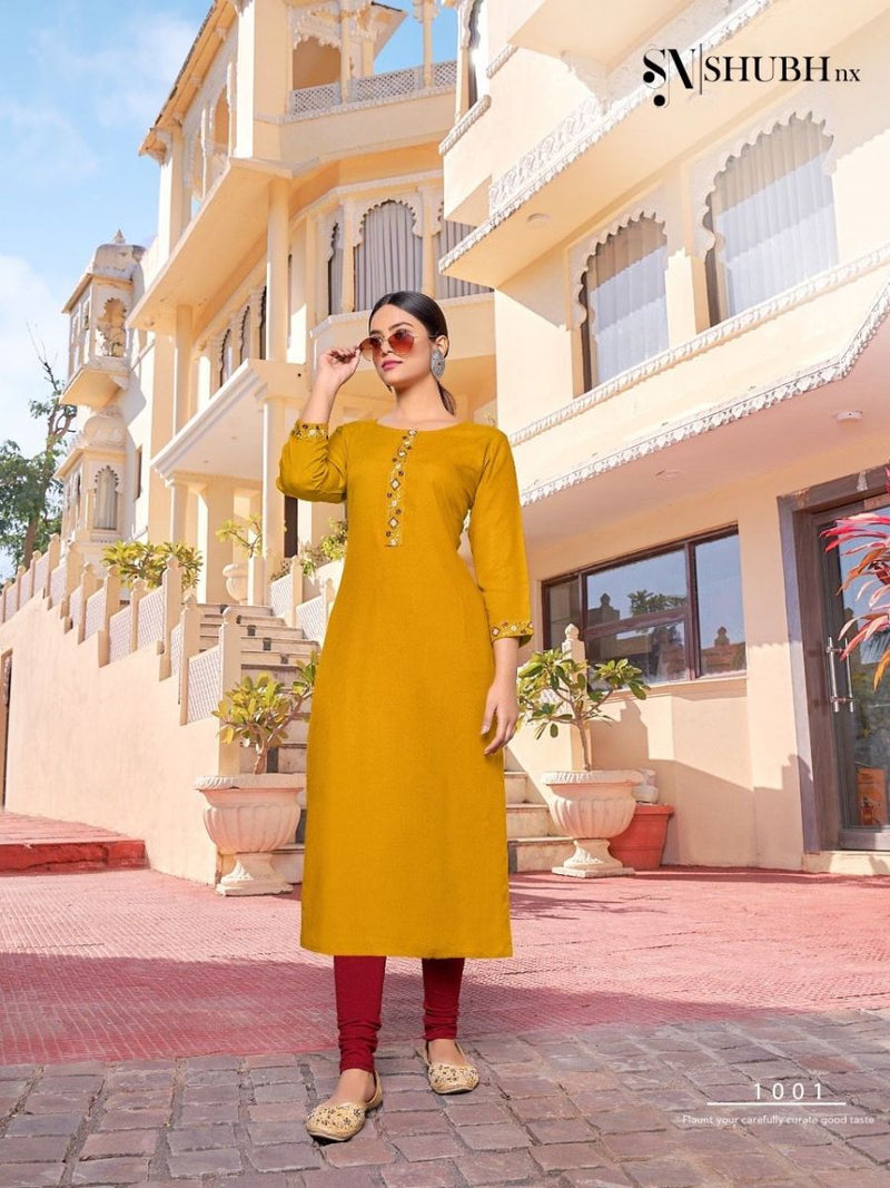 Shubh Nx Heer Vol 42 Rayon Embroidered Work Casual Wear Kurti