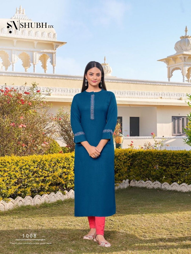 Shubh Nx Heer Vol 42 Rayon Embroidered Work Casual Wear Kurti