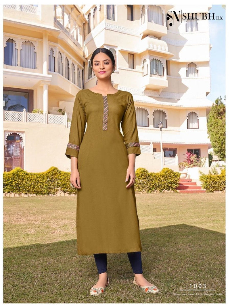 Shubh Nx Heer Vol 42 Rayon Embroidered Work Casual Wear Kurti