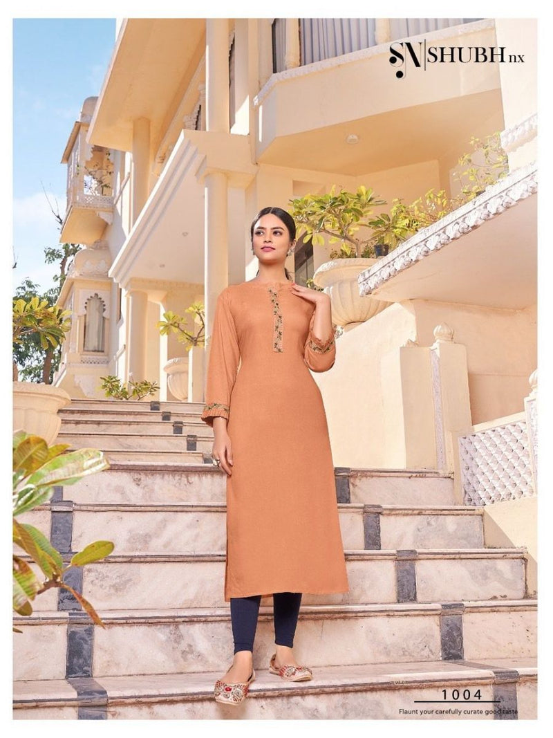 Shubh Nx Heer Vol 42 Rayon Embroidered Work Casual Wear Kurti