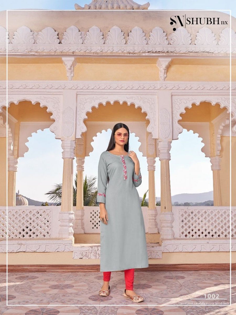 Shubh Nx Heer Vol 42 Rayon Embroidered Work Casual Wear Kurti