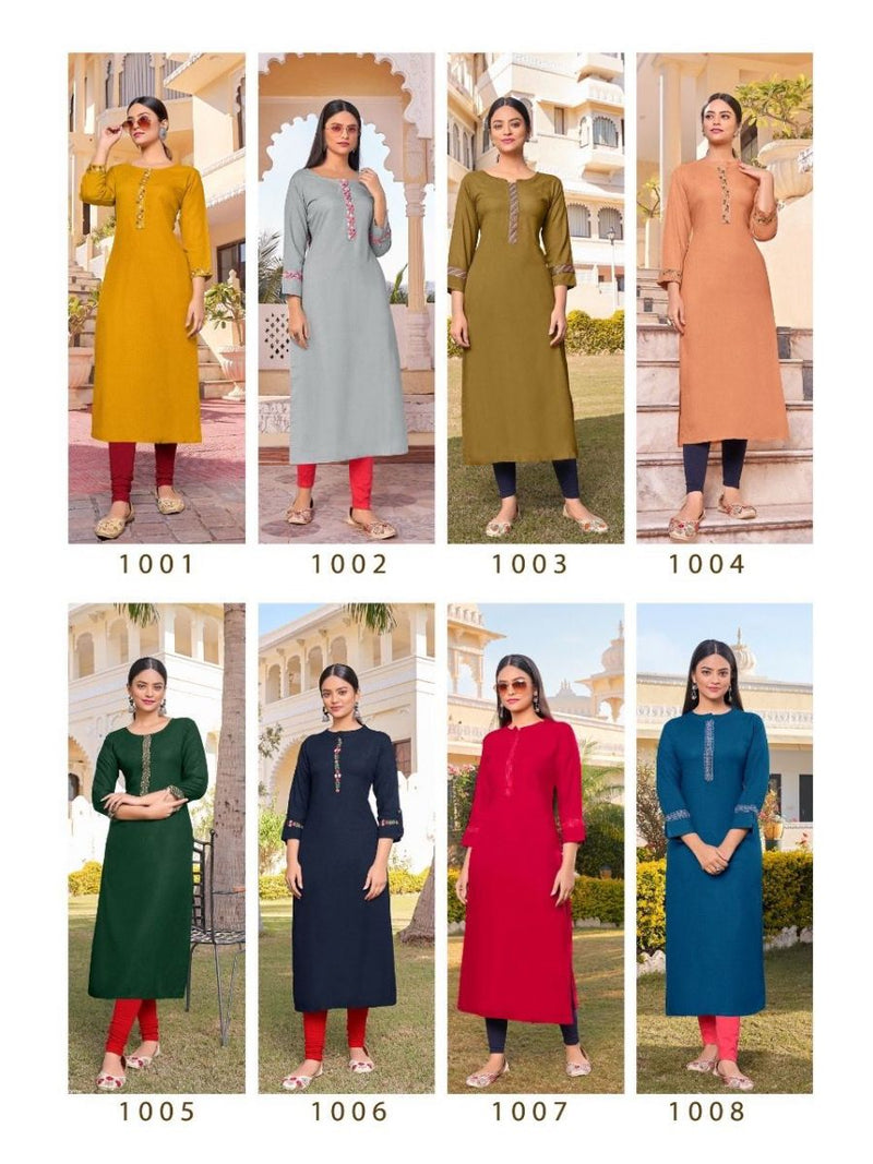 Shubh Nx Heer Vol 42 Rayon Embroidered Work Casual Wear Kurti