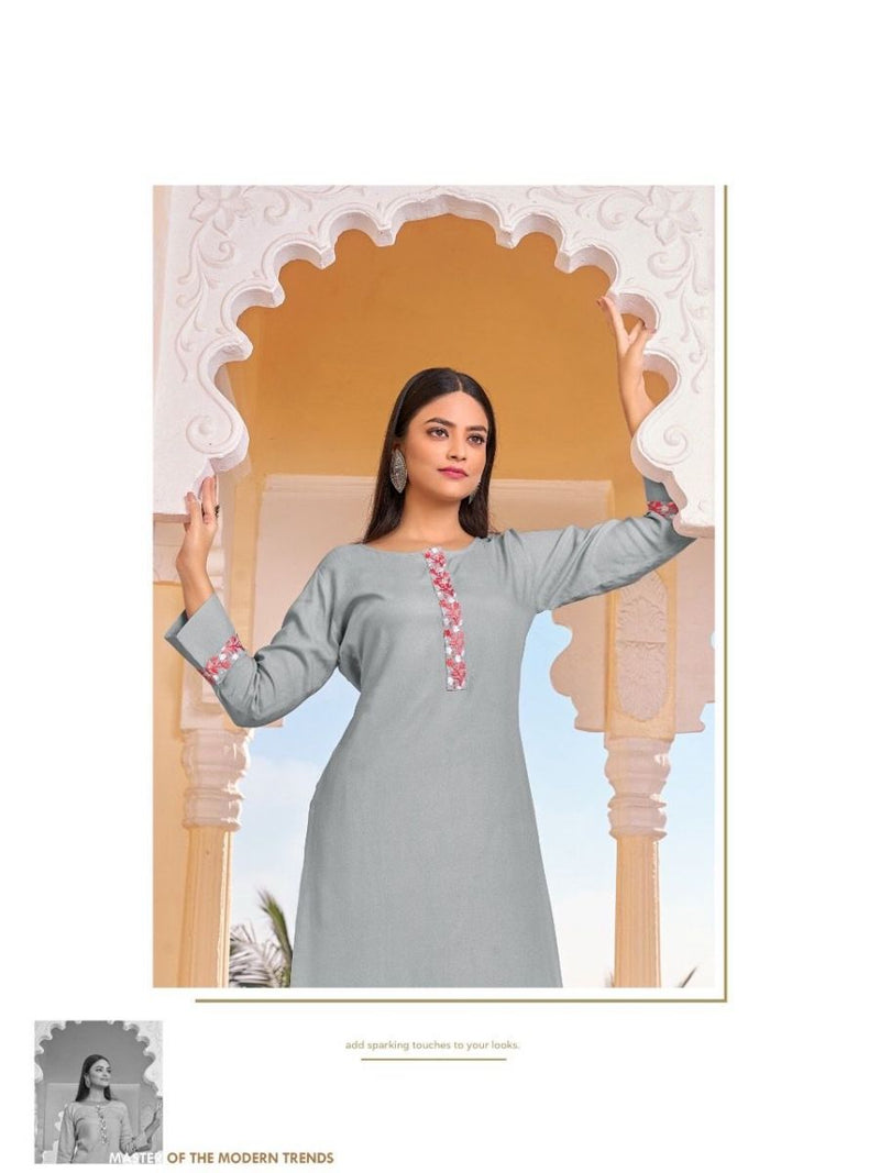 Shubh Nx Heer Vol 42 Rayon Embroidered Work Casual Wear Kurti