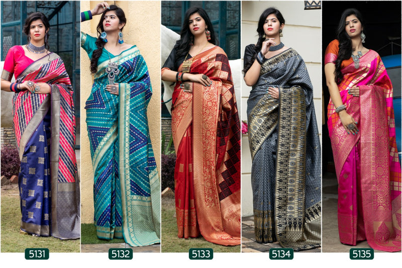 Shubh Vastra Launch Rajwadi Vol 2 Banarasi Silk Printed With Fancy Lace Exclusive Tradional Wear Sarees