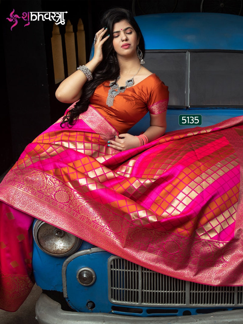 Shubh Vastra Launch Rajwadi Vol 2 Banarasi Silk Printed With Fancy Lace Exclusive Tradional Wear Sarees