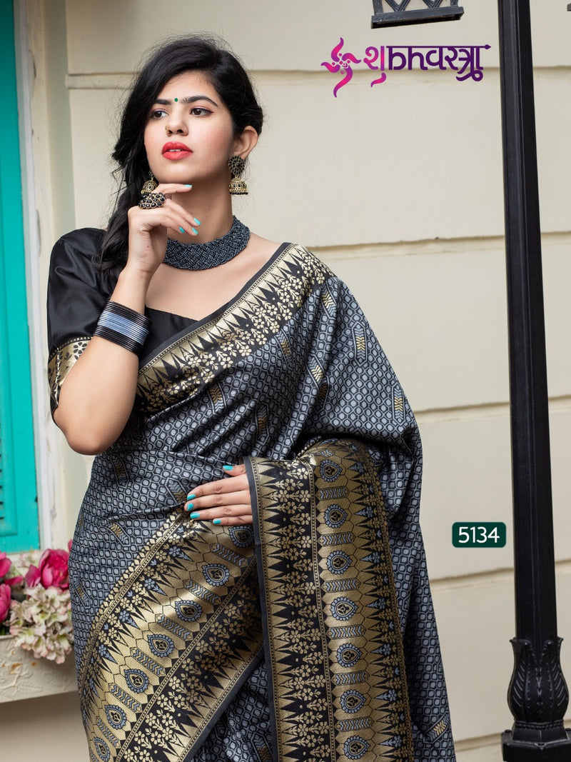 Shubh Vastra Launch Rajwadi Vol 2 Banarasi Silk Printed With Fancy Lace Exclusive Tradional Wear Sarees
