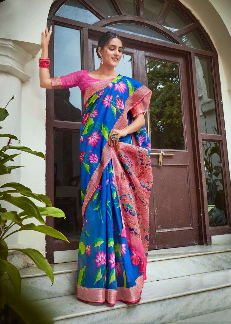 Shvetamber Creation Madhurayam Silk Linen Pure Saree